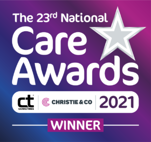 Logo from the Care Awards stating that Colten Care won an award in 2021.